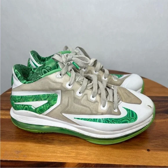 Nike Air Lebron Green White Lace up Athletic Shoes Size 6.5 Y - Picture 8 of 11